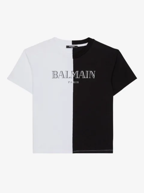 Balmain Kids t-shirt en coton à design bicolore