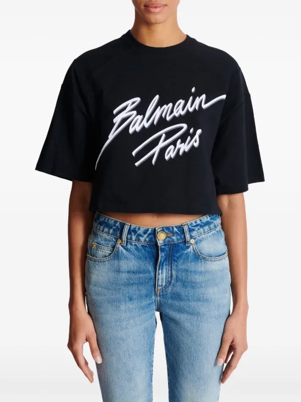 Balmain フロックロゴ Tシャツ | ブラック | FARFETCH JP