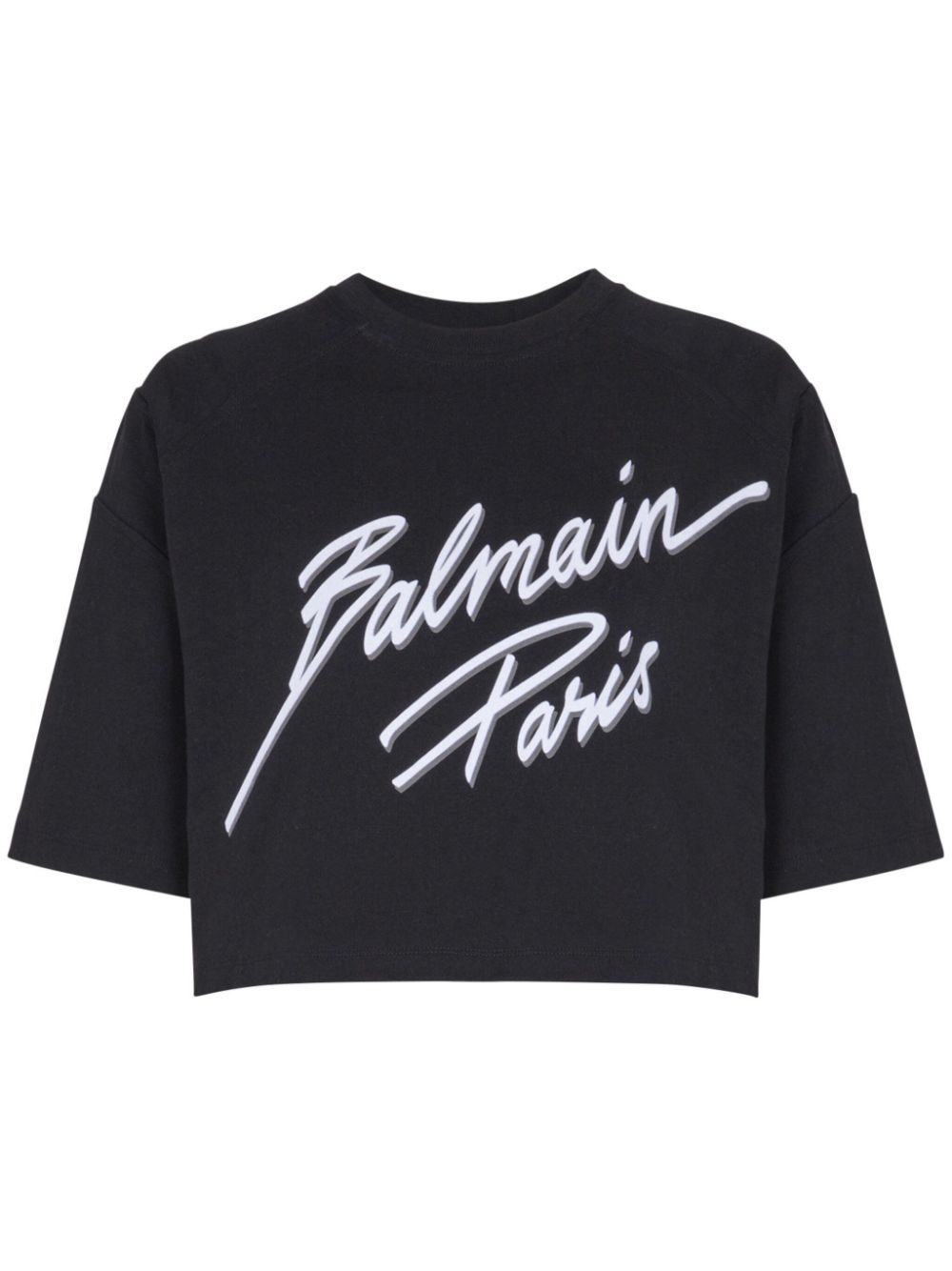 Balmain Cropped T-shirt met logo Zwart