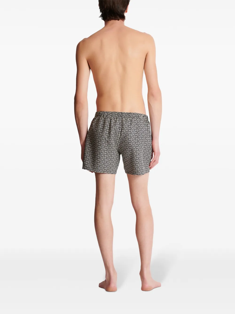 Balmain PB zwembroek met labyrint-print Zwart