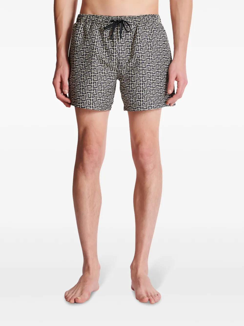 Balmain PB zwembroek met labyrint-print Zwart