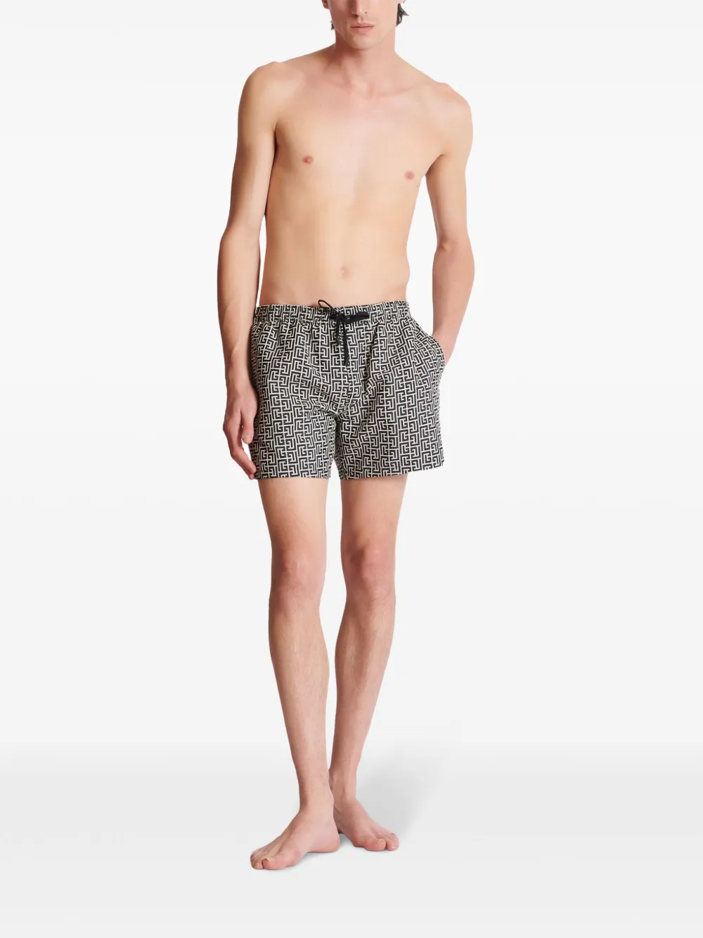 Balmain PB zwembroek met labyrint-print Zwart