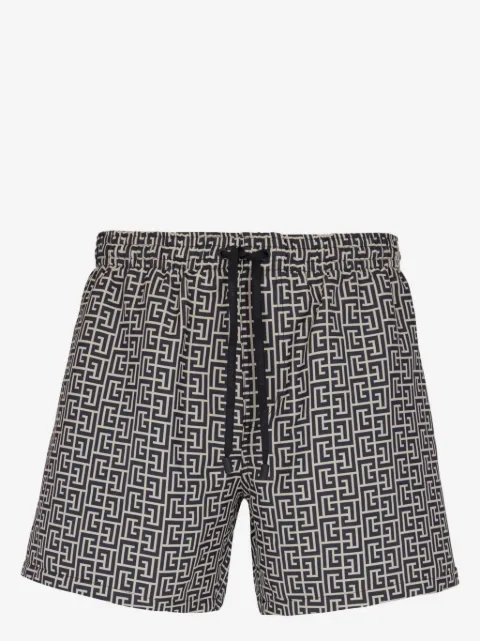 Balmain PB Labyrinth-print swim shorts