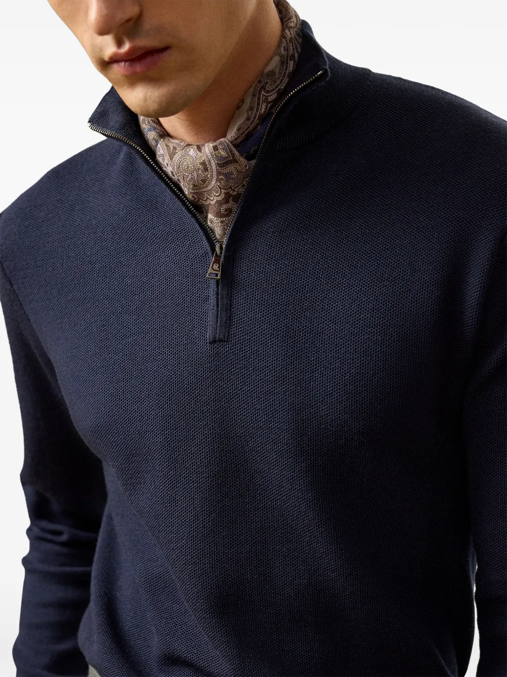 Ralph Lauren Purple Label Piqué geweven wollen trui Blauw