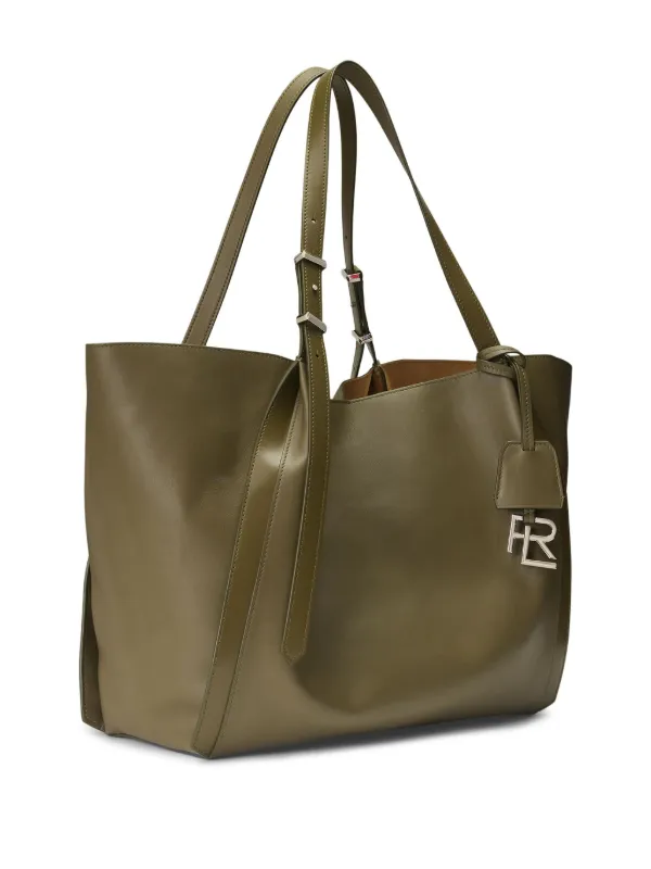 Ralph Lauren◆leather trim twill tote bag Olive Leather-Trim Twill Tote Olive - MILWORKS