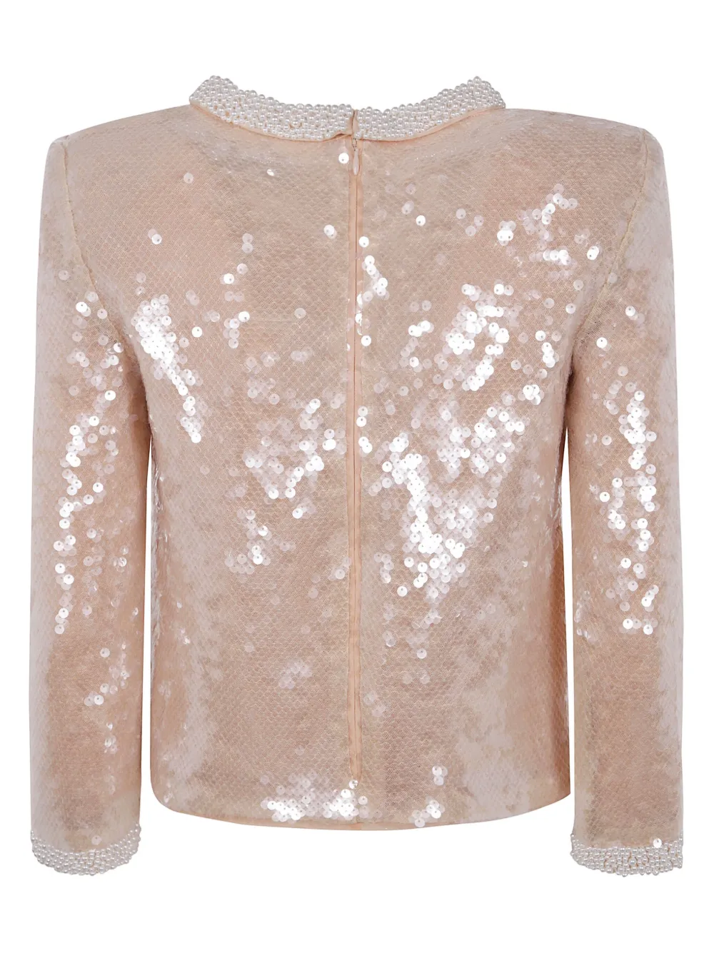 Self-Portrait pearl trim sequin top - Beige