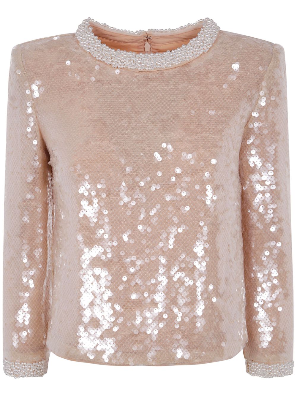 pearl trim sequin top