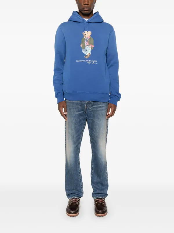 Polo Ralph Lauren Polo Bear-print Hoodie | Blue | FARFETCH PL
