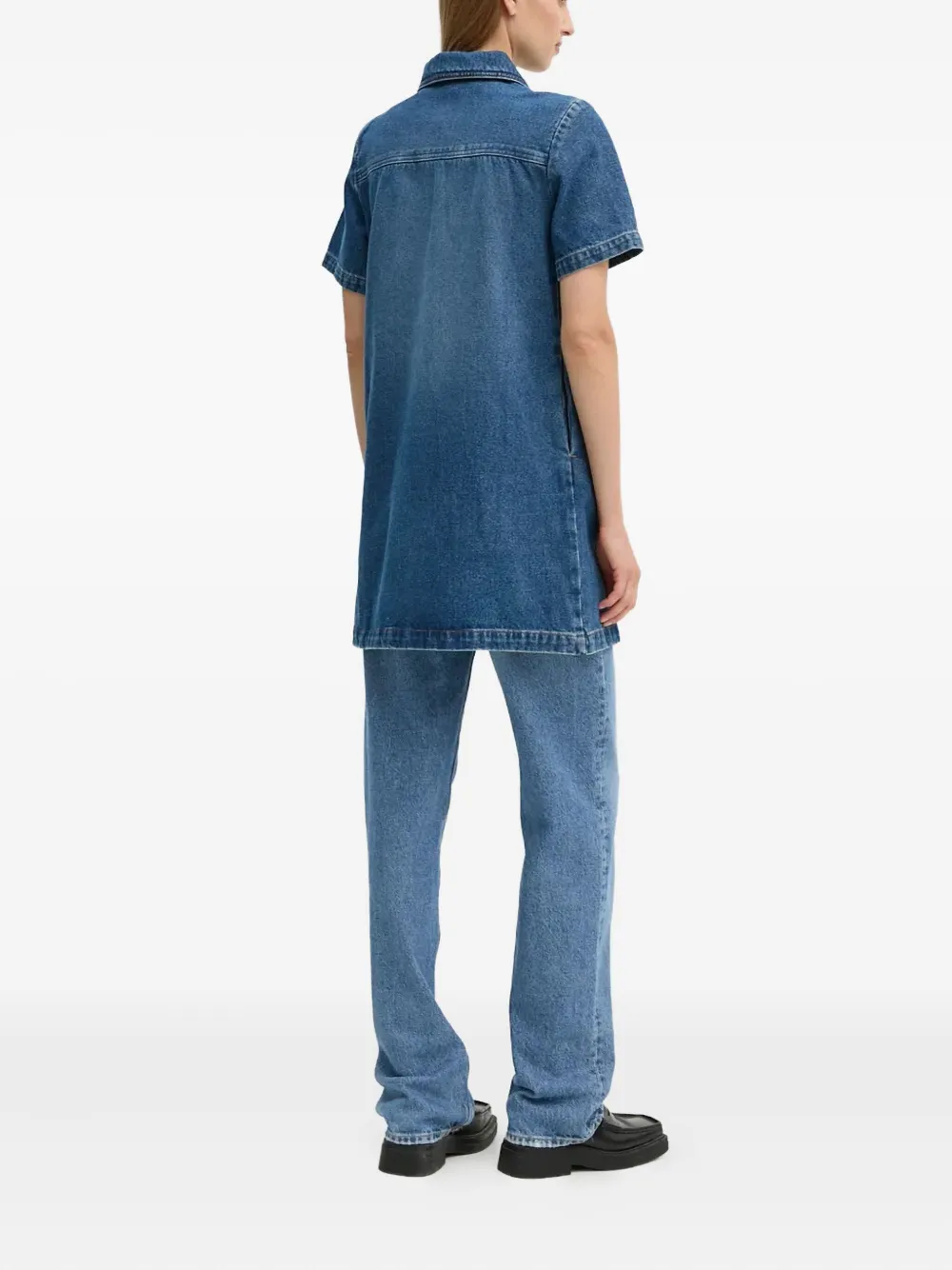 A.P.C. Denim mini-jurk met zak aan de voorkant Blauw