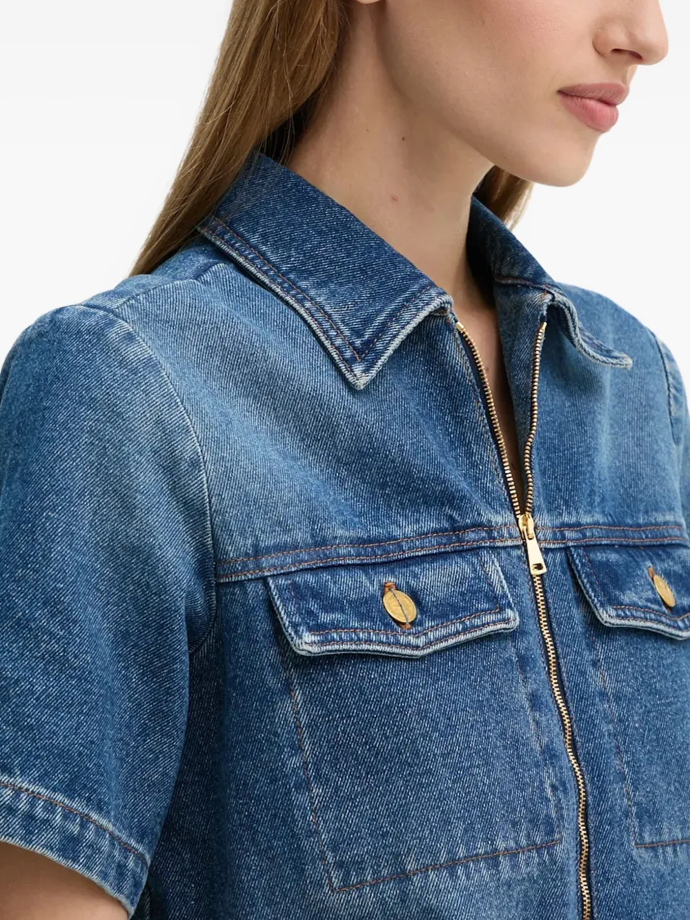 A.P.C. Denim mini-jurk met zak aan de voorkant Blauw