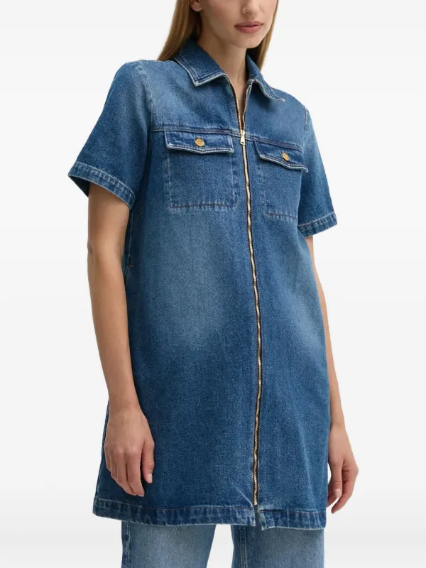 A.P.C. zip-front Pocket Denim Mini Dress | Blue | FARFETCH CY