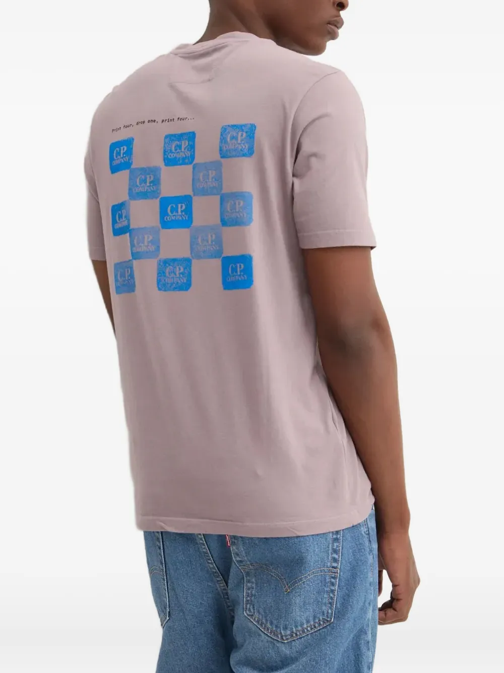 C.P. Company T-shirt met logoprint en boxpatroon Paars