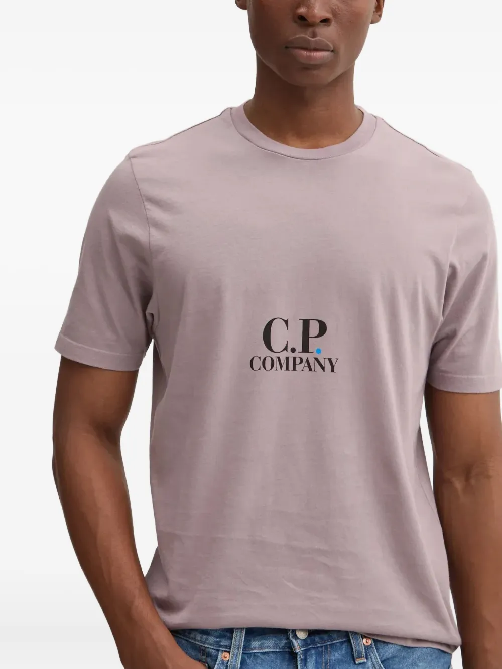C.P. Company T-shirt met logoprint en boxpatroon Paars