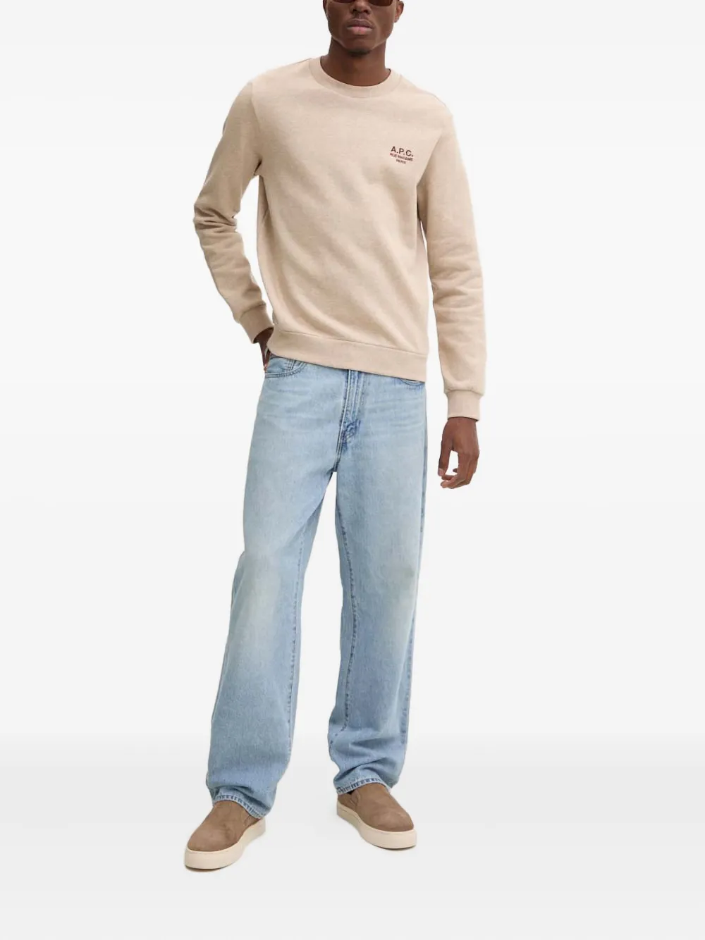 A.P.C. Sweater met ronde hals en borduurwerk Beige