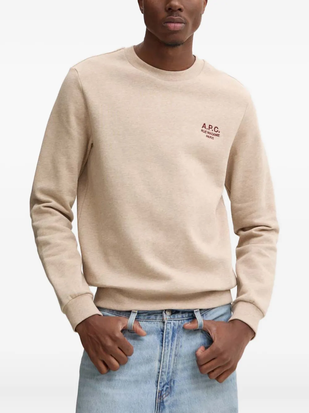 A.P.C. Sweater met ronde hals en borduurwerk Beige