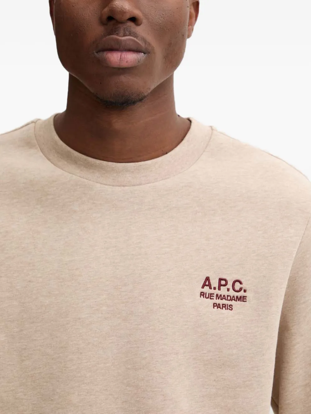 A.P.C. Sweater met ronde hals en borduurwerk Beige