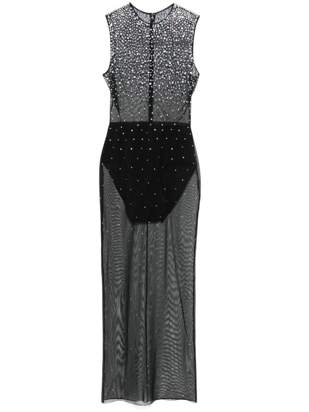 Alex Perry crystal mesh midi dress – Black