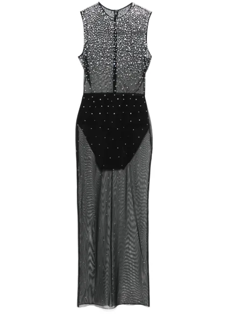 Alex Perry vestido midi de malla con cristales