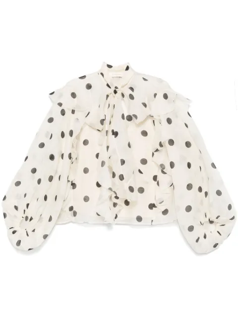 ZIMMERMANN Crush Tie Neck Ruffle shirt