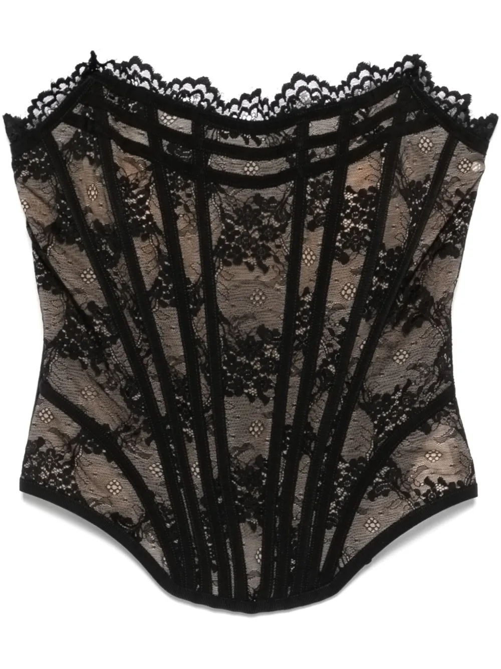 lace-appliqué corset top