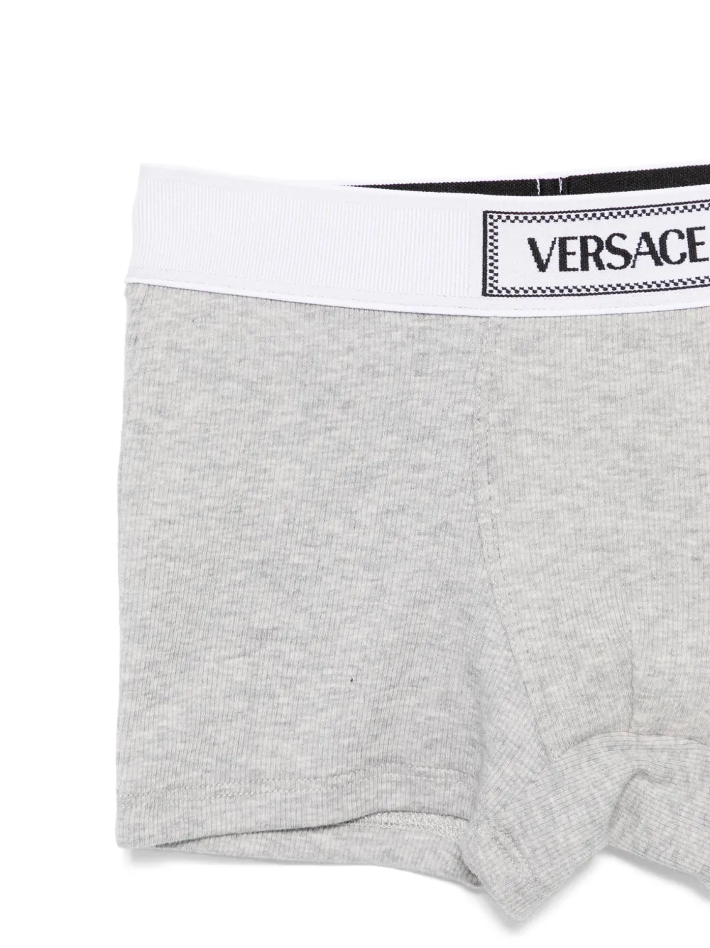 Versace Logo-patch Underwear Set In Grey