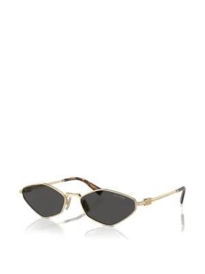 Miu Miu Eyewear logo-lettering geometric-frame Sunglasses | Gold