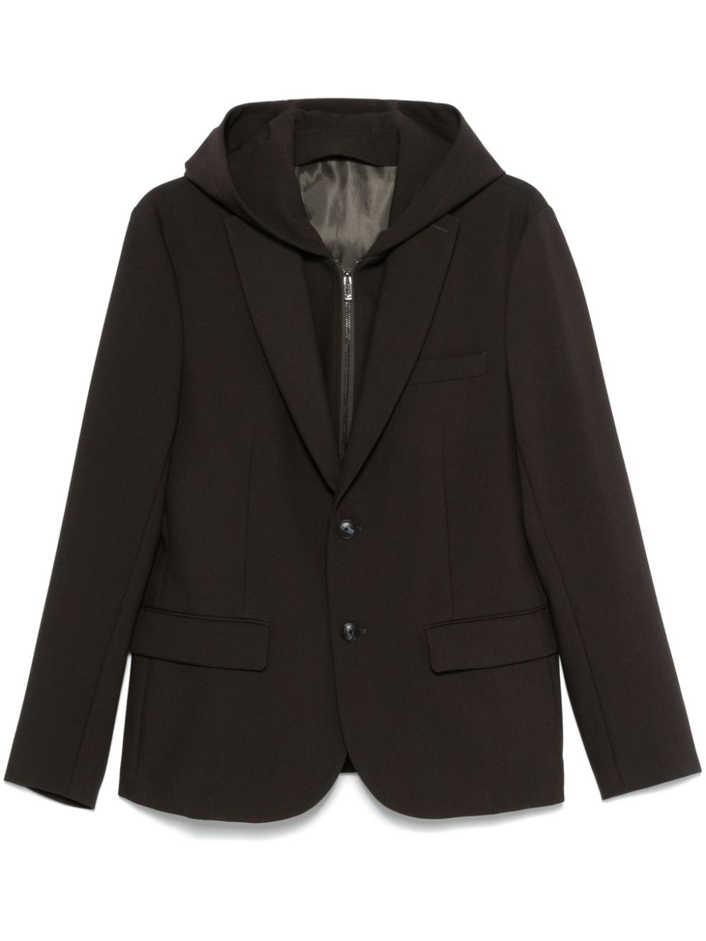 Emporio Armani Blazer met afneembare capuchon Bruin