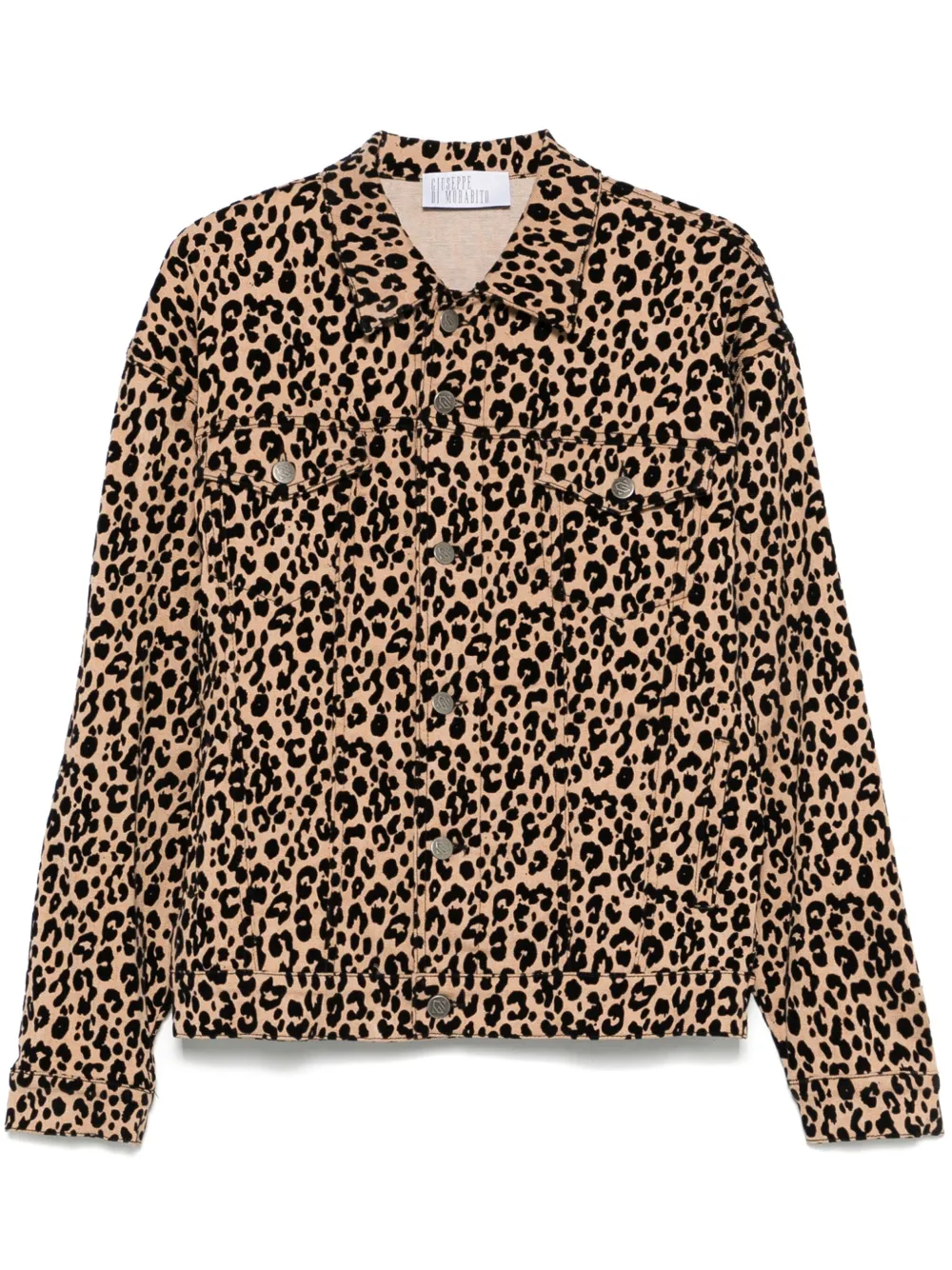 leopard-print denim jacket