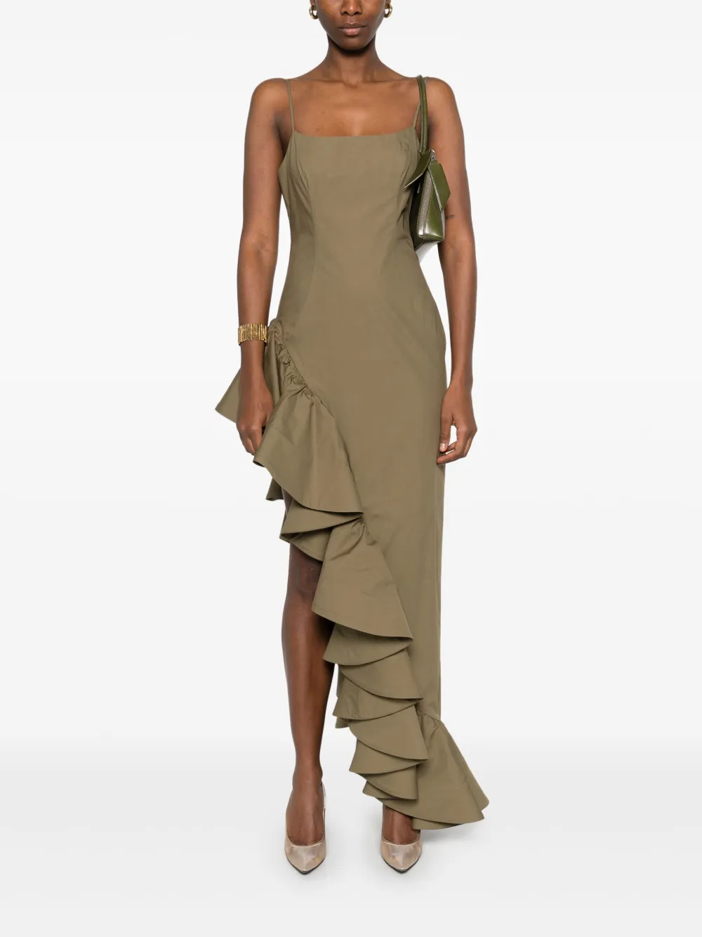 Giuseppe Di Morabito ruffle-detail maxi dress - Groen