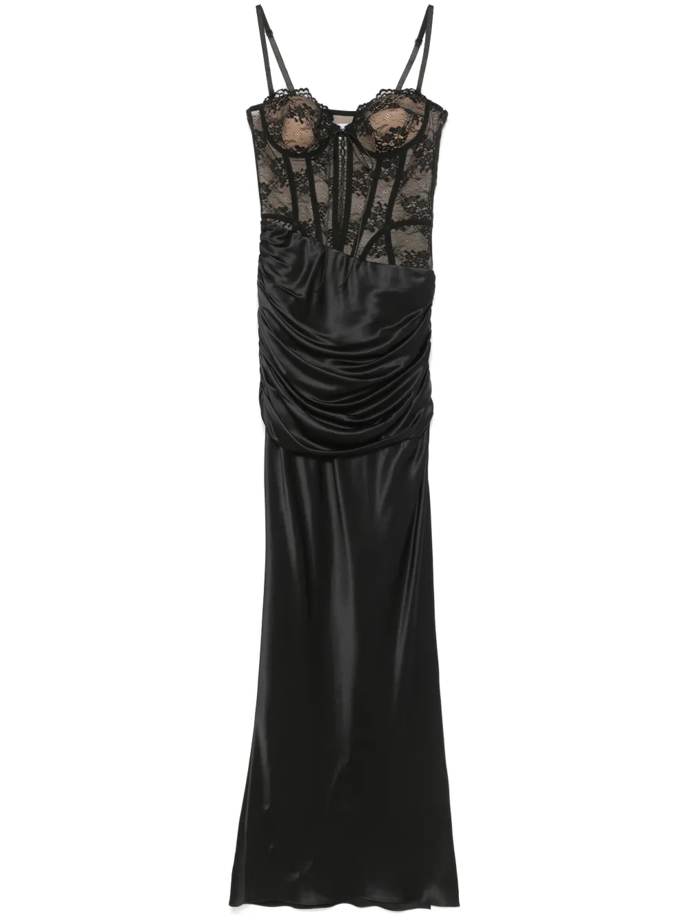 lace-panel satin gown