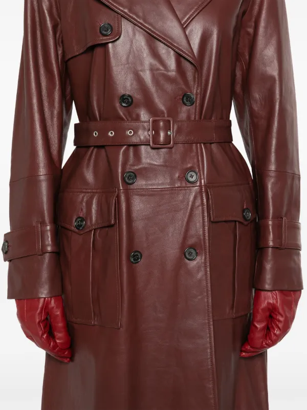 Giuseppe Di Morabito Leather Trench Coat | Red | FARFETCH