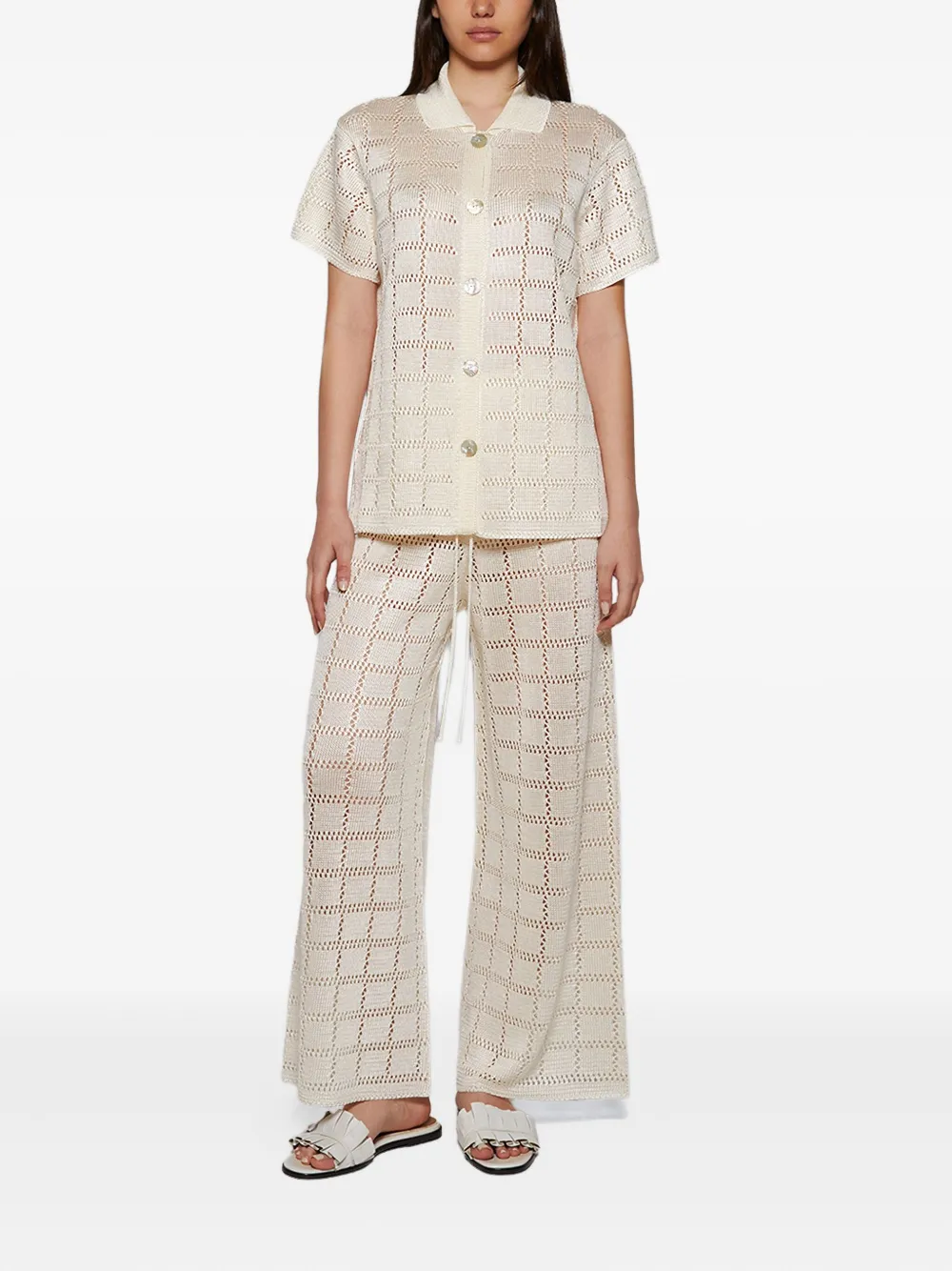 Calle Del Mar grid-pattern knit trousers | Straight-Leg Pants | Image 2