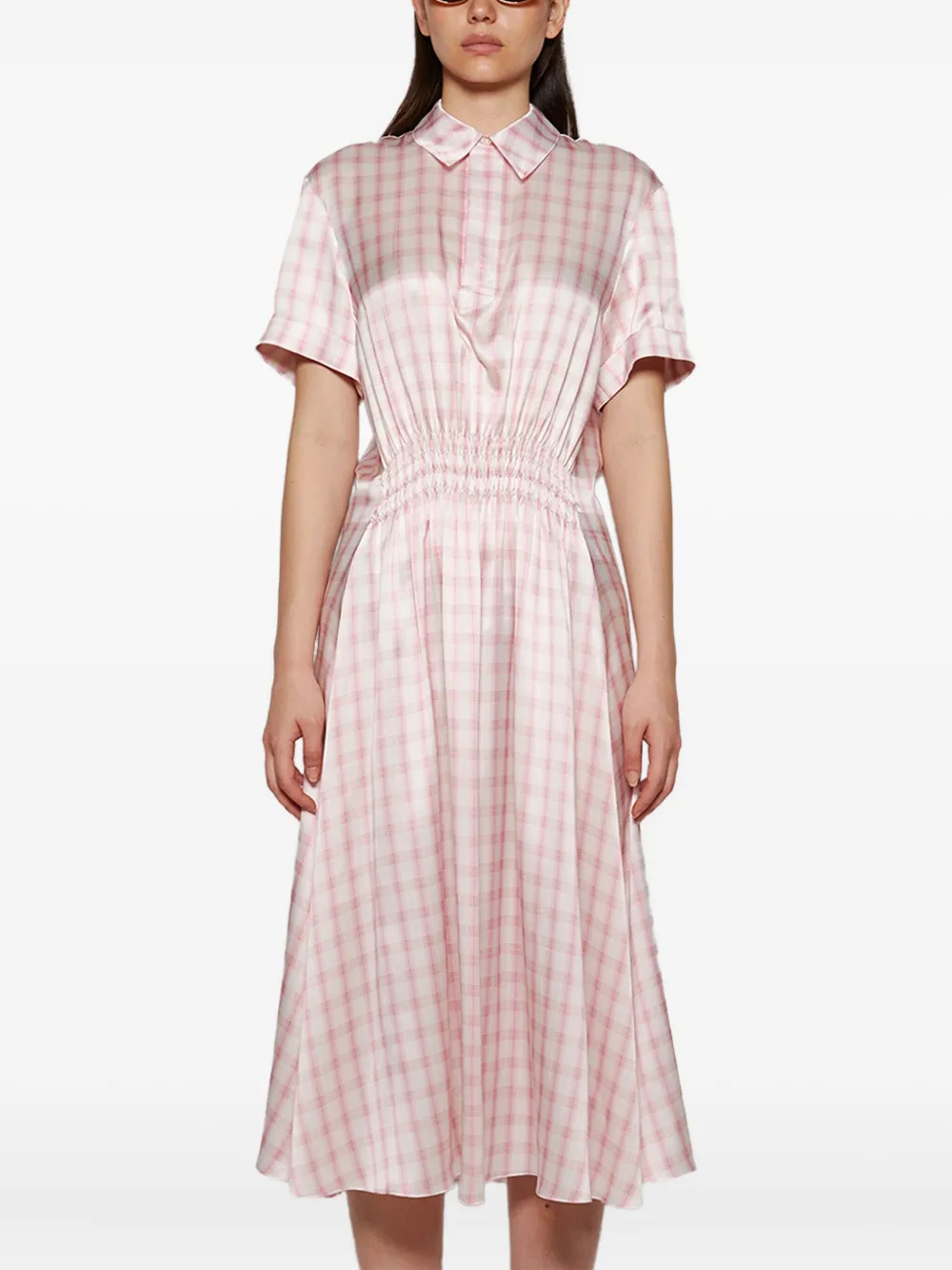LOEWE smocking detail shirt dress Wit