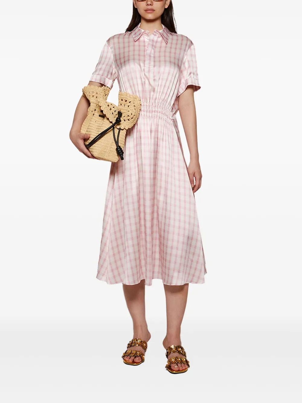 LOEWE smocking detail shirt dress Wit