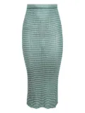 Calle Del Mar micro-striped ribbed midi skirt - Green