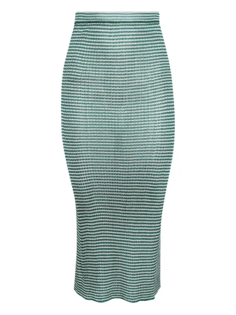 Calle Del Mar micro-striped ribbed midi skirt