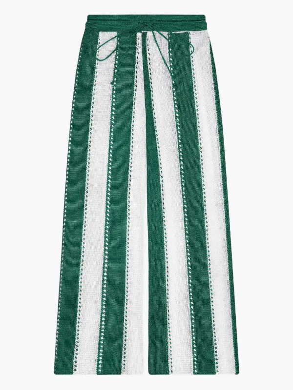 Calle Del Mar Cabana Striped Knit Trousers in Green