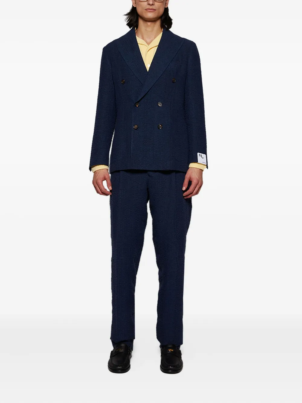 double-breasted Aabele blazer and Aantioco trousers