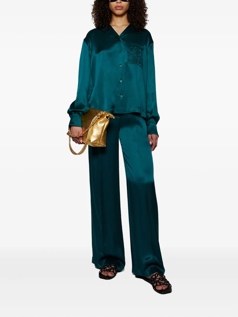 LOEWE silk trousers - Groen