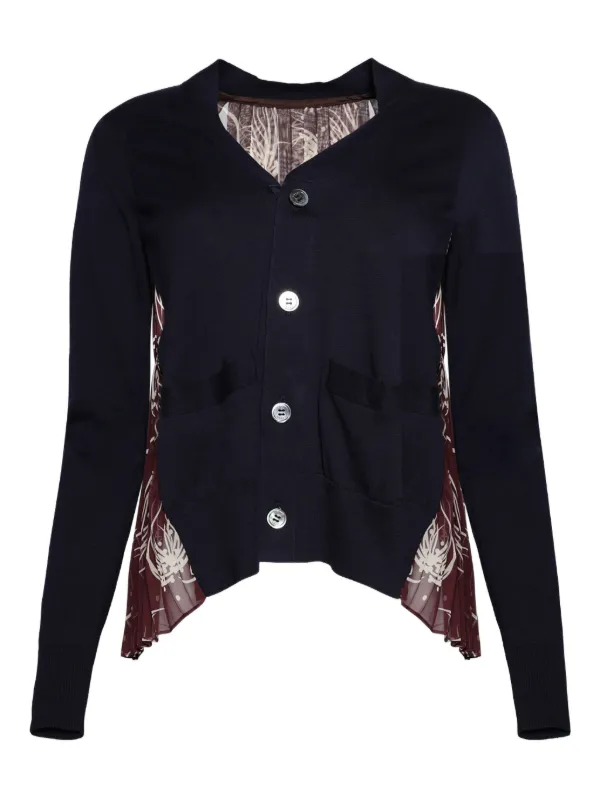 Sacai Panelled Cardigan in Blue