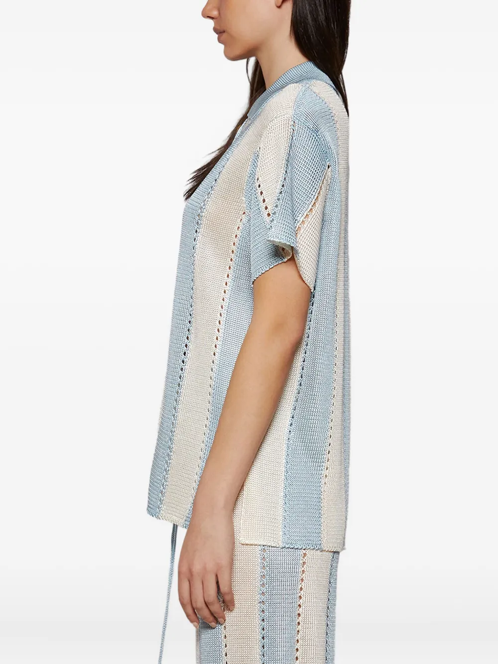 Calle Del Mar Cabana gestreepte blouse met korte mouwen Blauw