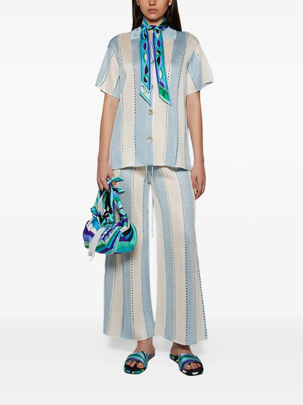 Calle Del Mar Cabana gestreepte blouse met korte mouwen Blauw