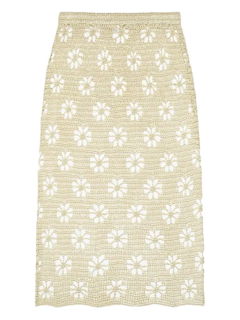 Calle Del Mar floral crochet maxi skirt