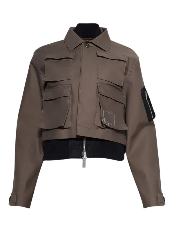 Sacai multi-pocket Jacket | Brown | FARFETCH
