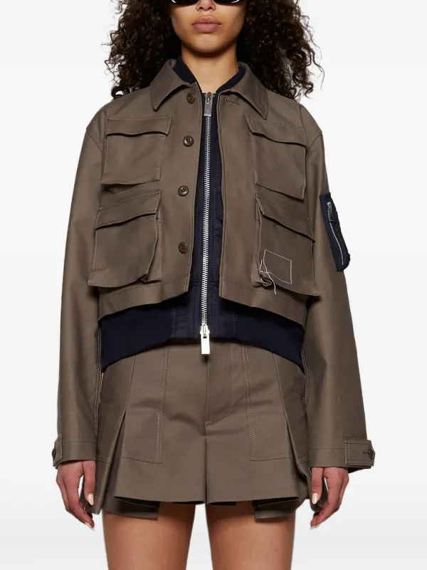 Sacai multi-pocket Jacket | Brown | FARFETCH