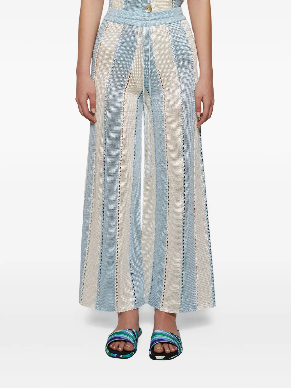 Calle Del Mar Cabana gestreepte gebreide broek Blauw
