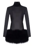 The New Arrivals Ilkyaz Ozel Elly In Mystere feather-trimmed mini dress - Black