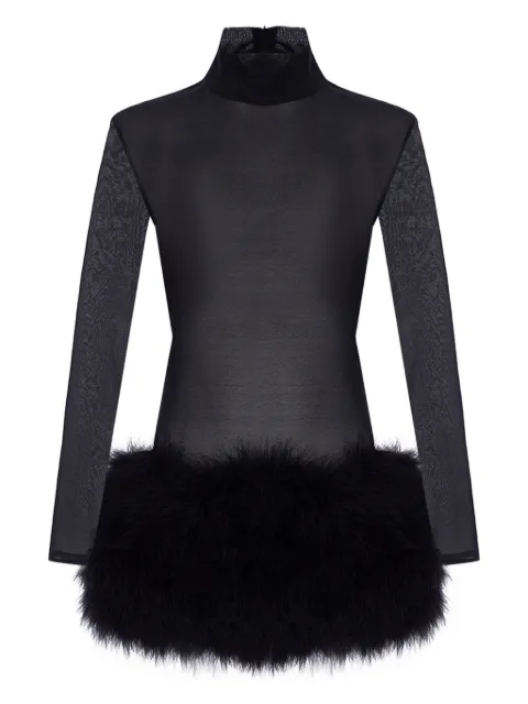 The New Arrivals Ilkyaz Ozel Elly In Mystere feather-trimmed mini dress