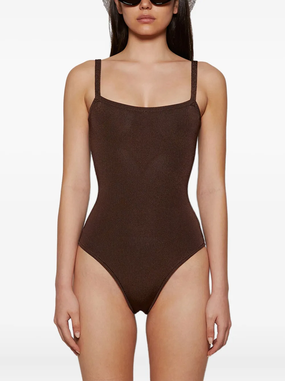 Calle Del Mar Ribbed Knit Bodysuit In Brown