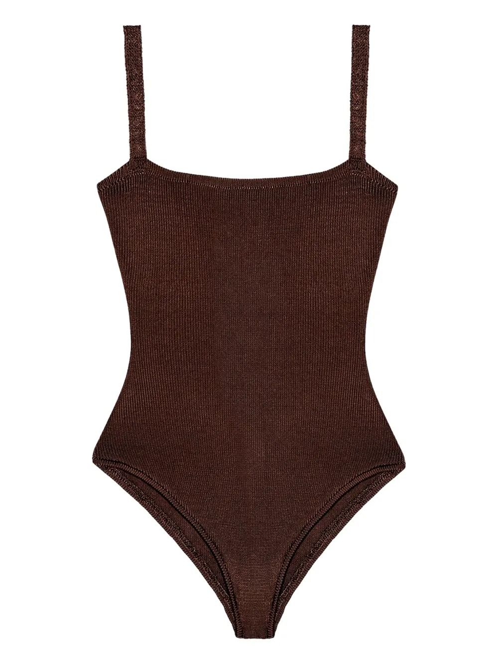 Calle Del Mar Ribbed Knit Bodysuit In Brown